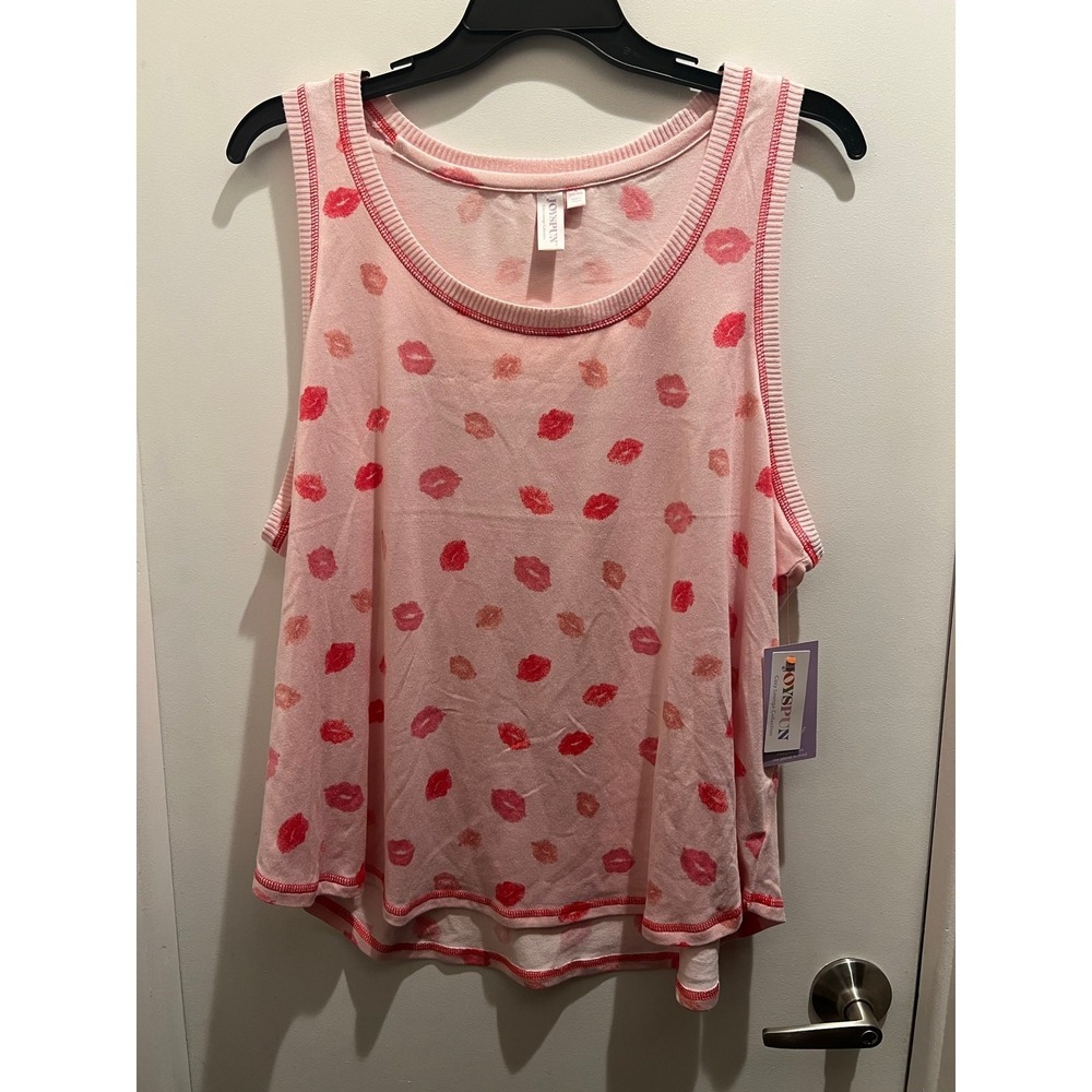 Joyspun Women's Cozy Lounge Collection Hacci Knit Sleep Tank Top, Size 3X